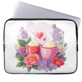 Cute Valentijnskaarten Cocomakken met Bloemen & Ha Laptop Sleeve