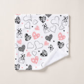 Cute Valentine Bath Towel Pink Black Love Text (Gant de toilette)