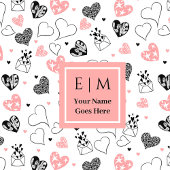 Cute Valentine Bath Towel Pink Black Love Text