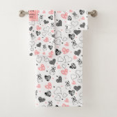 Cute Valentine Bath Towel Pink Black Love Text Bad Handdoek (Insitu)