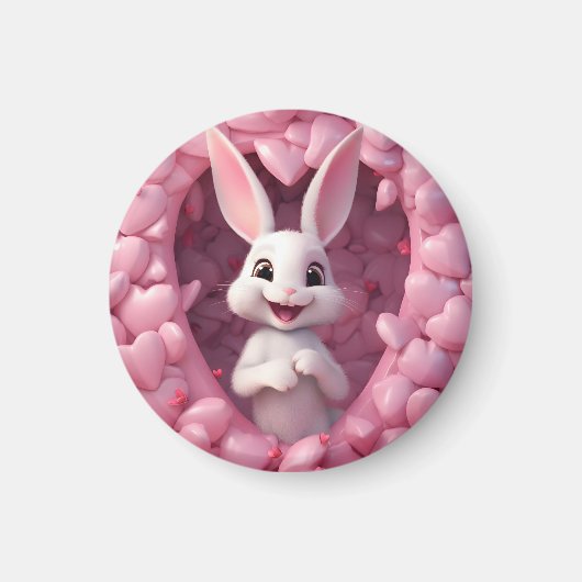 Cute Valentine Bunny Magnet Magneet (Voorkant)