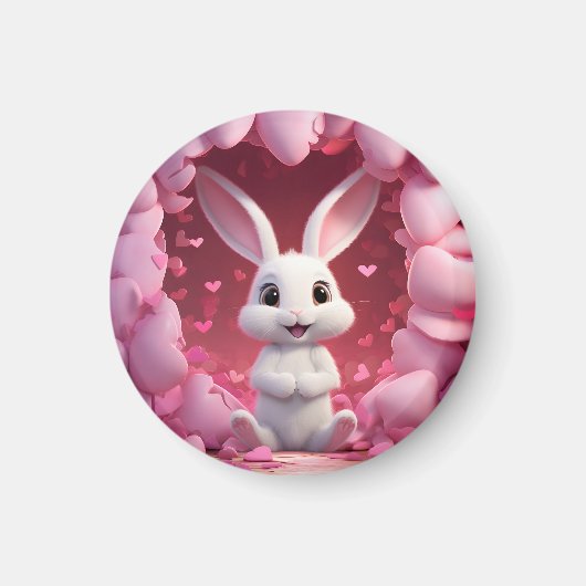 Cute Valentine Bunny Magnet  Magneet (Voorkant)