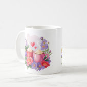 Cute Valentine Cocoa Mugs with Flowers & Hearts (Devant gauche)