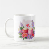 Cute Valentine Cocoa Mugs with Flowers & Hearts (Gauche)
