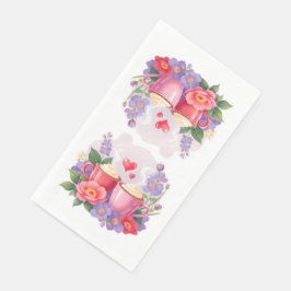 Cute Valentine Cocoa Mugs with Flowers & Hearts Servet