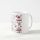 Cute Valentine Day Doodle Love Design on White Mug (Devant droit)