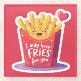 Cute Valentine French Fries Pun Glazen Onderzetter