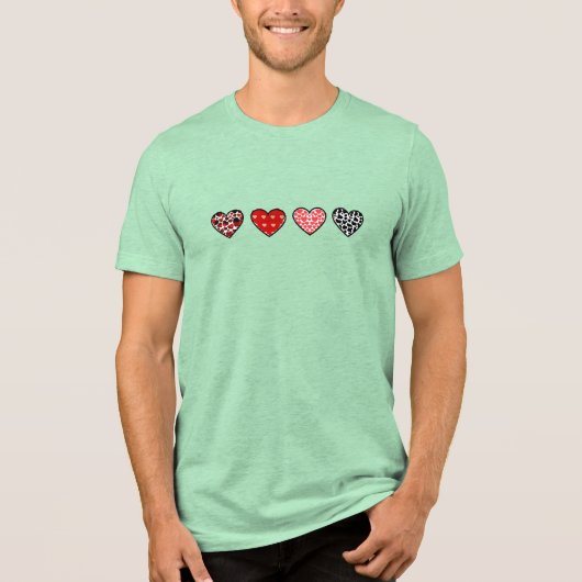 Cute Valentine Hearts Pattern | Cute Love Heart Tri-Blend Shirt (Voorkant)