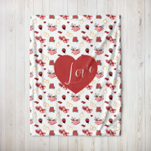 Cute Valentine`s Day Blanket With A Red Heart