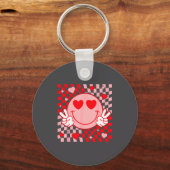 Cute Valentine Smile Face Smiling Checkered Patter Sleutelhanger (Voorkant)
