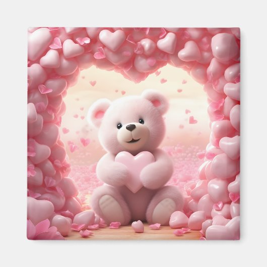 Cute Valentine Teddy Bear Magnet  Magneet (Voorkant)