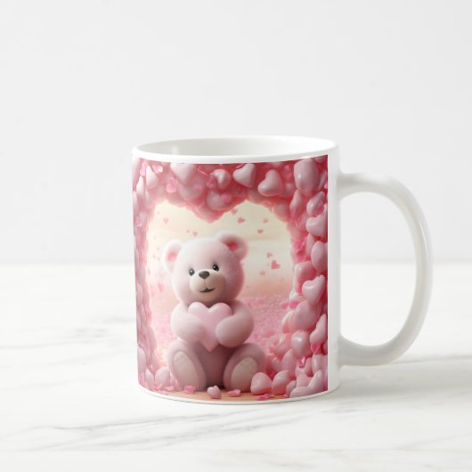 Cute Valentine Teddy Bear Mug Valentine's Day Mug (Droite)