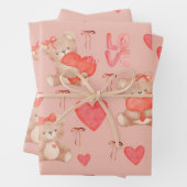 Cute Valentines Brown Teddy Bear Seamless Pattern Inpakpapier Vel (In situ)