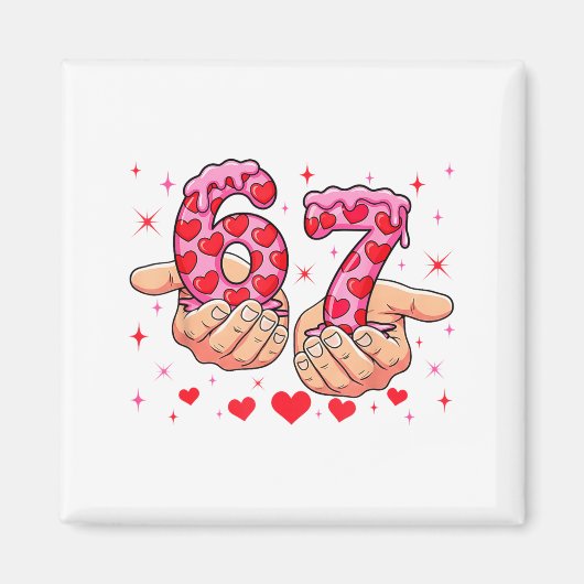 Cute Valentines Day 67 Hearts Funny Six Seven Meme Magneet (Voorkant)