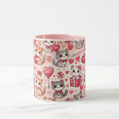 Cute Valentine's Day Chat Mug - Cadeau pour Amoure (Centre)