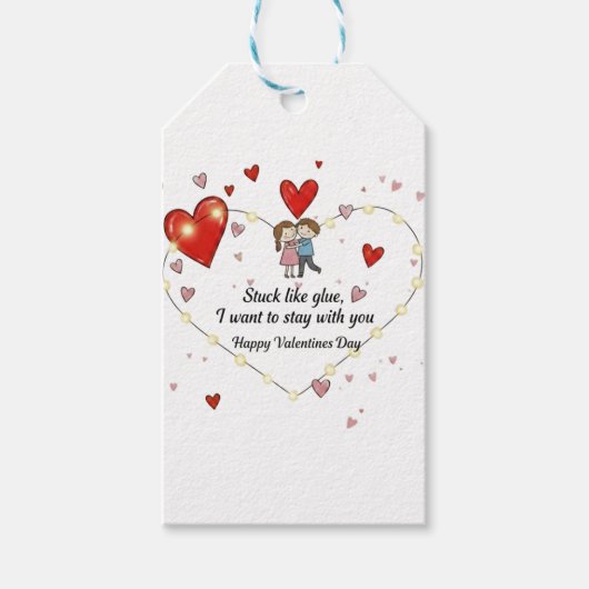 Cute Valentine's day couple hearts custom Cadeaulabel (Voorkant)