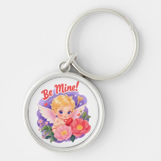 Cute Valentine's Day Cupid with "Be Mine" Sleutelhanger (Voorkant)