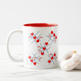Cute Valentine's Heart Tic-Tac-Toe Motif Mug
