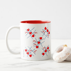 Cute Valentine's Heart Tic-Tac-Toe Motif Mug