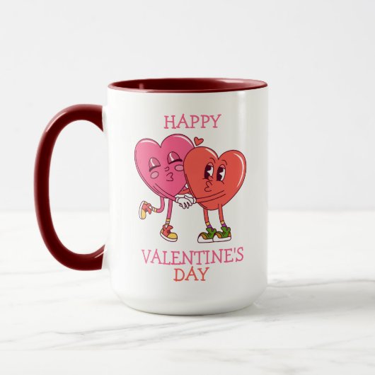 Cute Valentine's Hearts Couple Coffee Mug (Gauche)