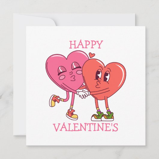 Cute Valentine's Hearts Couple Flat Card (Voorkant)