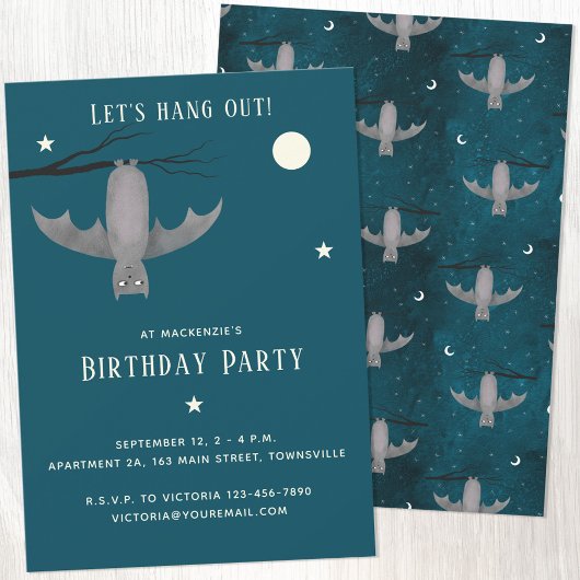 Cute Vampire Bat Anniversaire Invitation