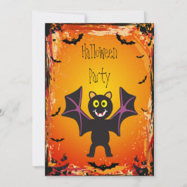 Cute Vampire Bat Halloween Party Kaart
