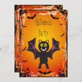 Cute Vampire Bat Halloween Party Kaart (Voorkant / Achterkant)