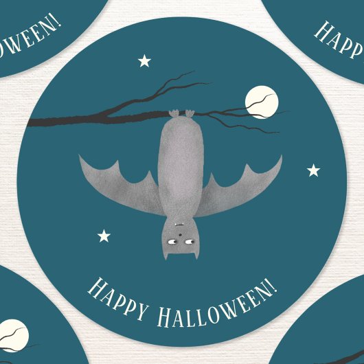 Cute Vampire Bat Halloween Ronde Sticker