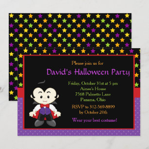 Cute Vampire Boy Halloween Costume Party Kaart