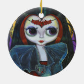 Cute Vampire Doll met Bat Keramisch Ornament (Achterkant)