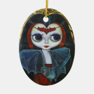 Cute Vampire Doll met Bat Ornament