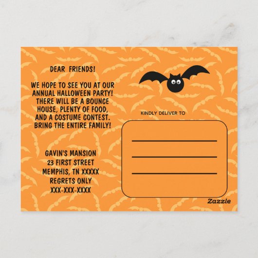 Cute Vampire Dracula Invitation du parti Halloween (Dos)