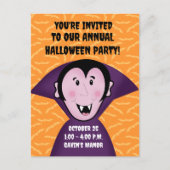 Cute Vampire Dracula Invitation du parti Halloween (Devant)