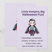 Cute Vampire Halloween Birthday Invitation (Devant / Derrière)