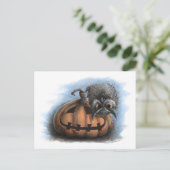 Cute Vampire Owl on Pumpkin-Halloween briefkaart (Staand voorkant)