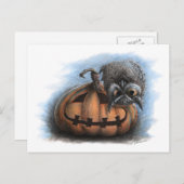 Cute Vampire Owl on Pumpkin-Halloween briefkaart (Voorkant / Achterkant)