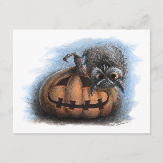 Cute Vampire Owl on Pumpkin-Halloween briefkaart (Voorkant)