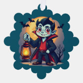 Cute Vampire with Lantern Kawaii Halloween Ornament Kaart (Voorkant)