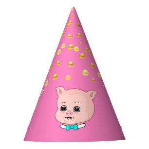 Cute Varken & Confetti Feesthoedjes