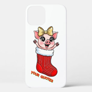 Cute Varken in Kerststrump iPhone 12 Hoesje
