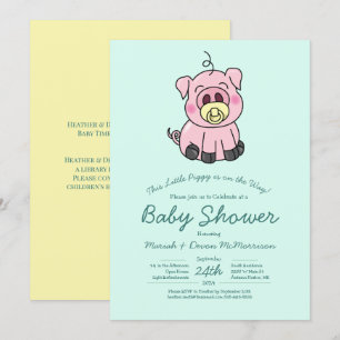 Cute Varkensbaby Borrel Kawaii Uitnodiging