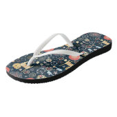 Cute Vector Cat Kat Daisy Blue Teenslippers (Schuin)