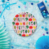 Cute Vegetables Paper Plates Papieren Bordje (Feest)