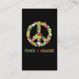Cute Vegetables Plant Peace Sign Vegan Fun Visitekaartje