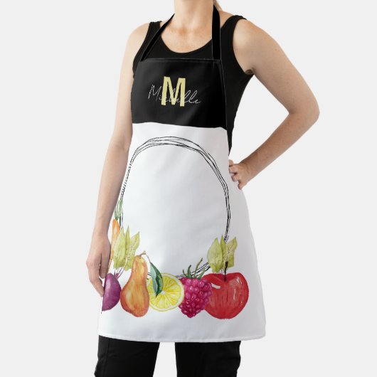 Cute Veggies en Fruits Monogrammed Schort (Insitu)