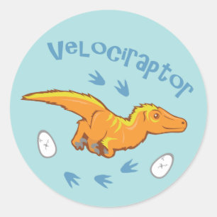 Cute Velociraptor Ronde Sticker