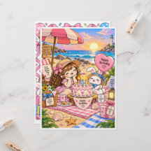 Cute Verjaardag Wenskaart – Leeg Binnen – Kawai