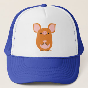 Cute Verlegen Tekenfilm Varkenshoed Trucker Pet