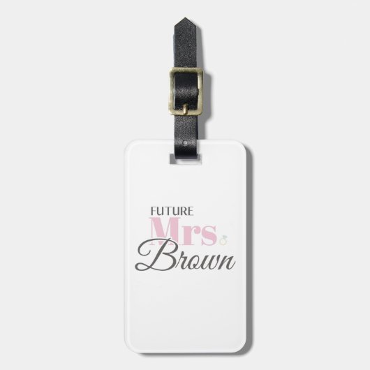 Cute Verloving Future Mrs Brown Bachelorette Bagagelabel (Voorkant verticaal)